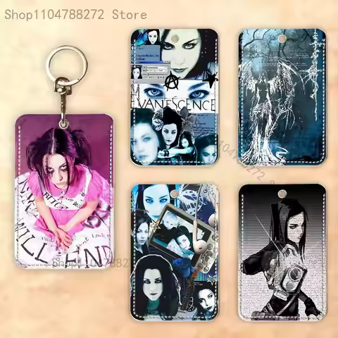 E-vanescenceS A-Amy L-Lee Custom Access Card Case Leather Card Holder Keychain Key Ring Transportati