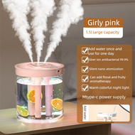 Taoxilife 1.5L Large Capacity Humidifier 3 Nozzles Fine Mist Humidifier with 7 Color Night Light Sil