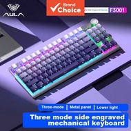 AULA F3001 Mechanical Keyboard Bluetooth Wireless Three Mode Metal Panel  Injection Molding Cool Bac
