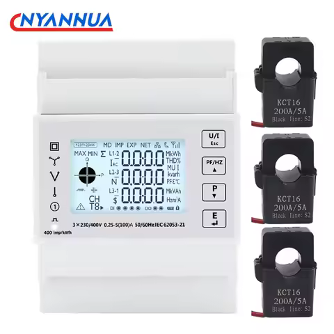 Smart Energy Electricity Consumption Power Meter 3 Phase Din Rail Meter Modbus With 50A100A150A200A/