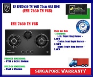 EF EFH 7630 TN VGB Built In Gas Hob | Glass-Battery Ignition | 73 Cm|2 Triple Rign||1 Semi Rapid Burners | FREE SHIPPING AND FAST DELIVERY