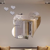1 Set 3D Mirror Heart Wall Sticker Decal DIY Home Room Art Decoration Love Pattern Detachable Room Decal Toilet Table Stickers