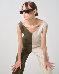 H.VANICH - V Jumpsuit (Olive/Nature) จั๊มสูททูโทน (มีให้เลือก 2 สี)