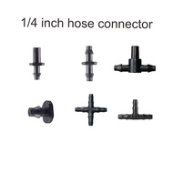 10 pcs 1/4 Inch Hose connectors Micro Drip Irrigation System Water Pipe Joints Splitters Plug Water Connectors Tee, Elbow, Cross, Plug, 2-Way Pipe Fitting