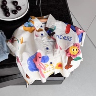 Shirt Children Boy Handsome 2025 New Style Boy Baby Summer Children Thin Cotton Boy Short-Sleeved Fl