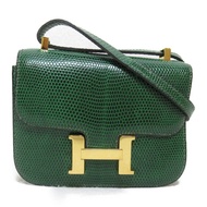 HERMES Constance Micro Shoulder Bag 肩背包 061741CC 蜥蜴皮 綠色 二手女式