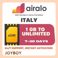 🇸🇬[SG SELLER]🇸🇬 Airalo eSIM –ITALY DATA | 100% Digital SIM | No Roaming Charges | QR Code Delivery