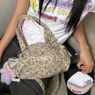 Bag Leopard Print Messenger Bag Korean Niche Design DEINET Bag Pillow Bag Large Capacity Commuter Gy