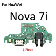 ที่ชาร์จไฟด็อค USB ชาร์จช่องเสียบปลั๊กบอร์ดไมโครโฟนสายเคเบิลงอได้สำหรับ HuaWei Nova 7i 7 6 SE 5T 4e 5i 4 3 3i 3e 2S 2i 2 Plus
