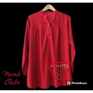 MERAH Plain rayon blouse, red chili, plain rayon blouse, plain jumbo lasenta blouse, plain rayon blo