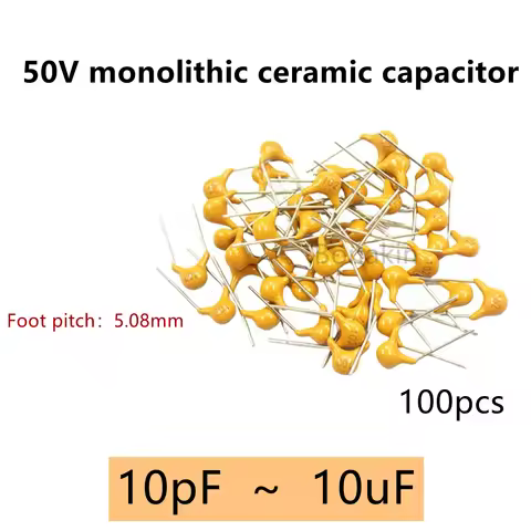 100pcs 50V monolithic ceramic capacitor 10PF ~ 10UF 102 104 105 106 103 473 334 105 22PF 47NF 220NF 