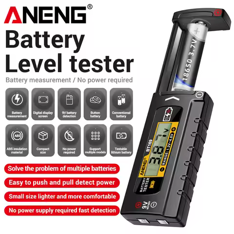 ANENG BT169 Portable Digital Battery Tester 1.2V-4.8V Universal Battery Level Detector AA AAA 9V 186
