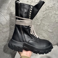 Rick Owens Lace Up Bozo Leather Tractor Boots GK