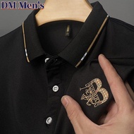 DM Men's Polo Shirt Men Short Sleeve Plus Size Lapel Embroidery T Shirt Korean Loose Casual Business Tops for Men