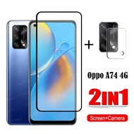 ฟิล์มกันกระแทก ฟิล์มตรงรุ่น ได้แป็นชุด 2in1 OPPO A74 4G 5G ฟิล์มเลนส์กล้อง + ฟิล์มกระจกเต็มจอขอบดำ ฟ