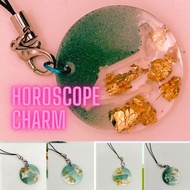 Designer Handcraft Keychain Gold Flakes Horoscope Astrology Zodiac Constellation Mobile Phone Charm 