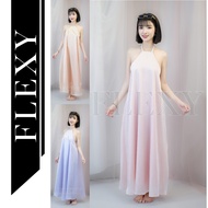 Plain pastel maxi dress with open back square neck - silk chiffon material, summer dress - FLEXY design