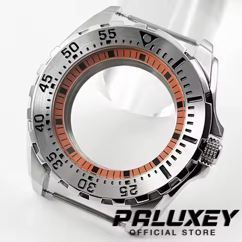 44mm Orange Ring Watch Case Silver Stainless Steel Watch Case Fit NH35 NH36 7S26 7S36 4R35 4R36 Move