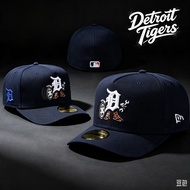 MLB Baseball Cap with Embroidered -Detroit Tigers Cartoon Navy /black/cream 59FIFTY A-Frame Fitted C