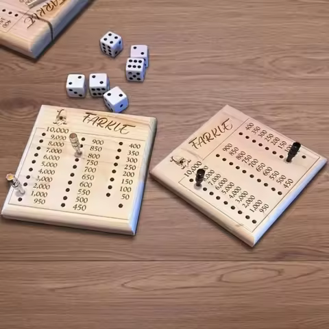 Exercise Patience Wooden Crap Out Dice Score Board Square Funny Farkle Dice Tray Round Score Pad Dic