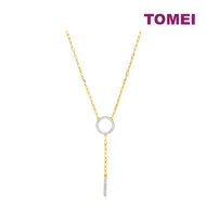 TOMEI Dual-Tone Circle & Bar Necklace Yellow Gold 916