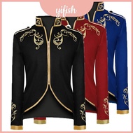 Men Palace Dapper Prince Gold Embroidery Blazer Slim Fit Jacket For Activities Theme