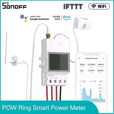 SONOFF POWCT 100A WiFi POW Ring Smart Power Meter Split CT Sensor ESP32 Chip Energy Monitor eWeLink 