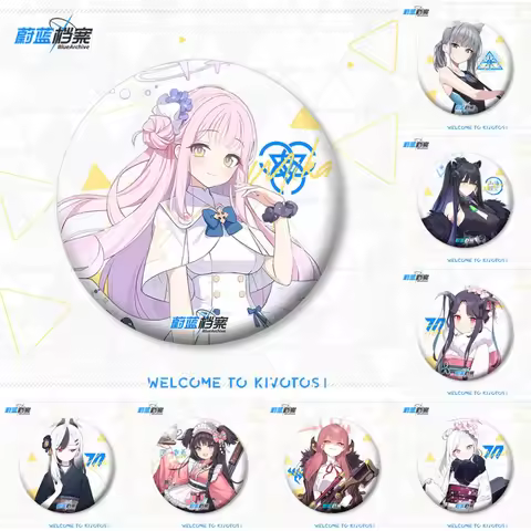 58mm Game Blue Archive The Animation Akeboshi Himari Takanashi Hoshino Cosplay COSTUME Badge Pin SPT