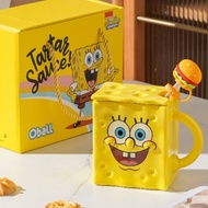 New Oball SpongeBob SquarePants Cartoon Ceramic Water Cup with Lid Baby Mug Pie Daxing Ceramic Cup G
