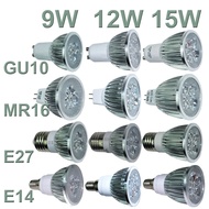 Adjustable high-power LED spotlight bulb GU10 MR16 E27 E14 9W 12W 15W LED bulb 85-265V DC 12V Lampad