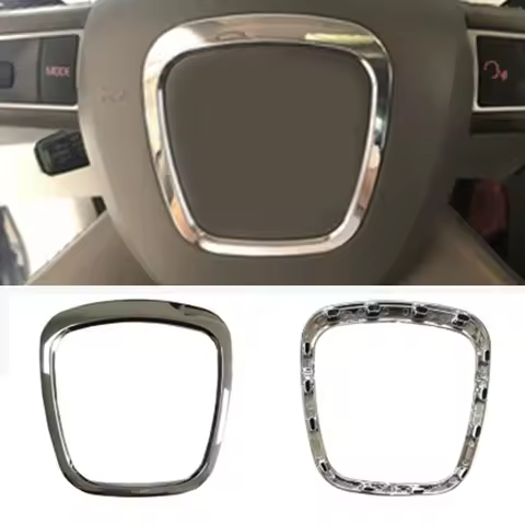 Chrome Car Steering Wheel Trim Emblem Badge Frame Cover Center Logo Ring Sticker for Audi Q5 Q7 A3 S