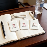 Customized pink Initial Letter Id Clip Storage |work Id Clip With Wristband, Personalized And Durabl