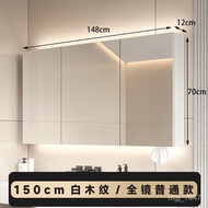 HY/🍑KapcodySolid Wood Smart Bathroom Mirror Cabinet Wall-Mounted Bathroom Mirror Box Toilet Storage Mirror Cabinet with