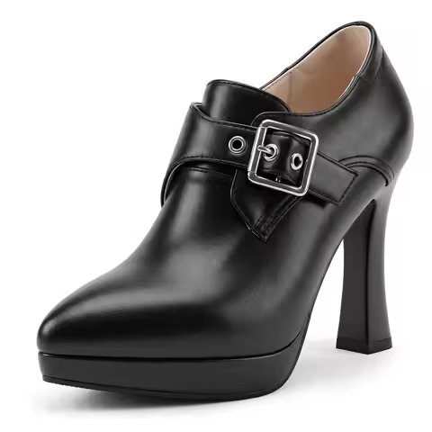 Women Platform High Heels 11CM Buckle Ankle Pumps Pointed Toe Office Dress Shoes Plus Size 33-50 T18