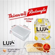 THINWALL 750ML RECTANGULAR PLASTIC FOOD CONTAINER 750ML (CONTENTS 25 PCS)