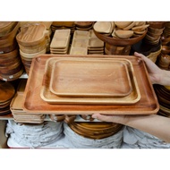 VKU rectangular wooden tray made of 100% natural solid wood in many sizes, 19.5 to 40cm long