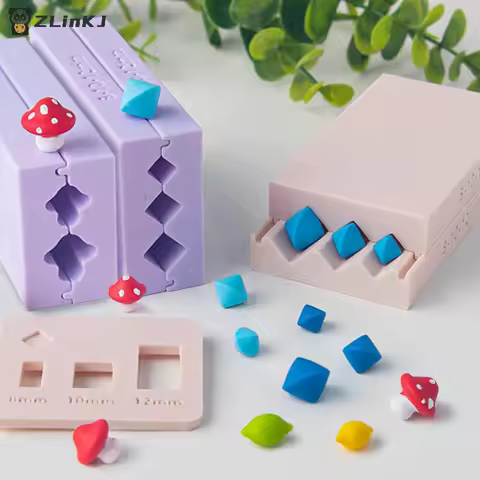 ▶1Pcs 3D Lemon , Mushroom , Rhombus Beads Pottery Polymer Clay Mold Miniature Clay Modeling Bead Rol