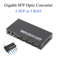 1PCS Gigabit SFP Media Converter 4 SFP to 3 RJ45 Transceiver 10/100/1000M Fiber Optic Switch With 3K