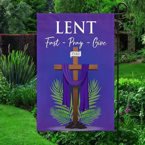 Lent Season Fast Pray Give Jesus Christian Cross Flag Graden Flag RRM LLP