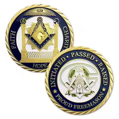 Freemason Master Mason Masonic Freemasonry Gift-Faith Hope Charity Symbol Proud Challenge Coin ( Com