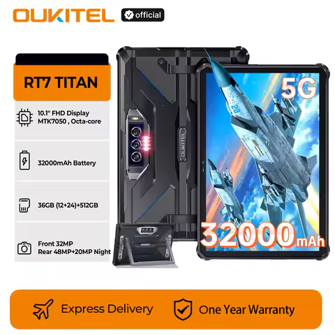 OUKITEL RT7 TITAN 5G 32000mAh Rugged Tablet, 10.1" FHD+ MTK 7050, 36GB(12+24)+512GB, 48MP Sony Camer