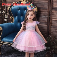 Dress Kids for 1 2 3 4 5 Years Old Girl Halloween Cosplay Pink Unicorn Dresses + Headband for Baby Girl 6-12months Birthday Party Cute Mesh Fluffy Dress Girls Photograph Dresses