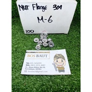 Mur FLANGE M6 STAINLESS STEEL - NUT FLANGE M6 P1.00 K10 SS304
