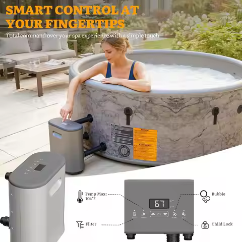 85 Inch 8 Person Drop-Stitch Inflatable Hot Tub,220 Massage Jets,Rigid Portable Outdoor Smart Spa, C