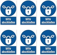Stickers: 75 x 50 mm, Pack of 6 – Please Complete – Mandatory Sign with Text (German) (Blue/White) –