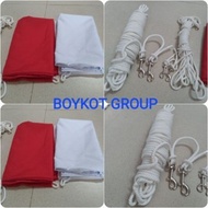 MERAH KATUN (Flag + Rope Package 20M (6mm) + 2 hooks) Red and white flags Field flags / ceremonial c