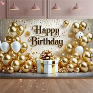 Pink and Gold Birthday Banner Birthday Backdrop - 70.8 x 43.3 Inch Balloon New Year Eve Party Backdr