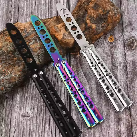 Foldable Butterfly Knife Trainer Portable Stainless Steel Pocket Practice Knife Training Tool for Ou
