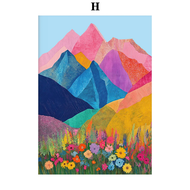 2025 Chroma Abstract Art Illustration Art Distant Mountains Beautiful Flowers Fashion Wall Art Canva