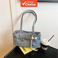 Large-capacity shoulder bag, fashionable French stick bag for women, chic biker handbag for girls Be